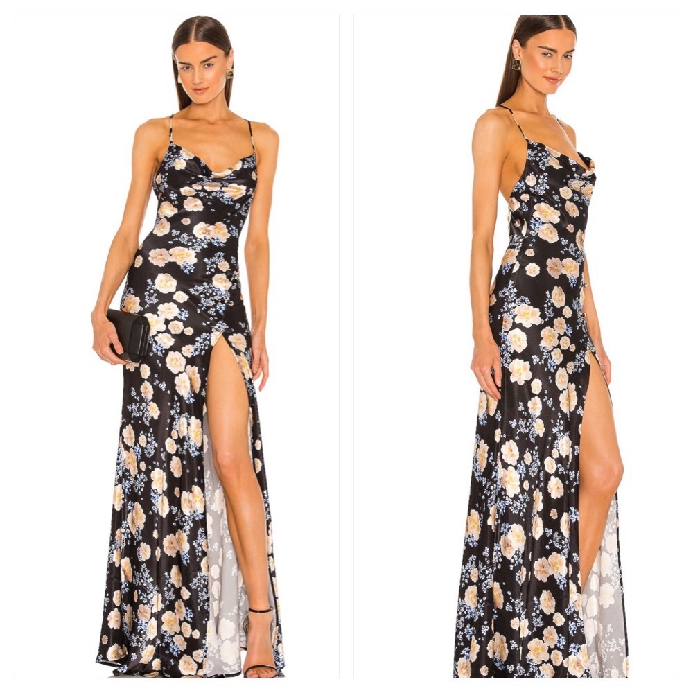 SAU LEE Gabrielle Dress in Blue & Black